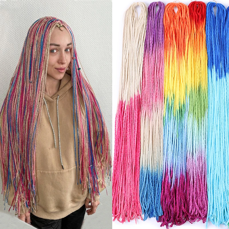 Full Star 30 Inch Synthetische Zizi Vlechten Dunne Box Vlechten Hair Extensions Bruin Roze Blauw Rood 613 Ombre Box Gehaakte Vlechthaar - afbeelding 2