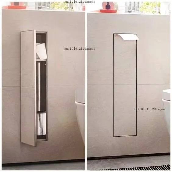 304 Stainless Steel Embedded Wallpaper Toilet Paper Sanitary Brush Holder Bathroom Niche Hidden Tiles Hidden