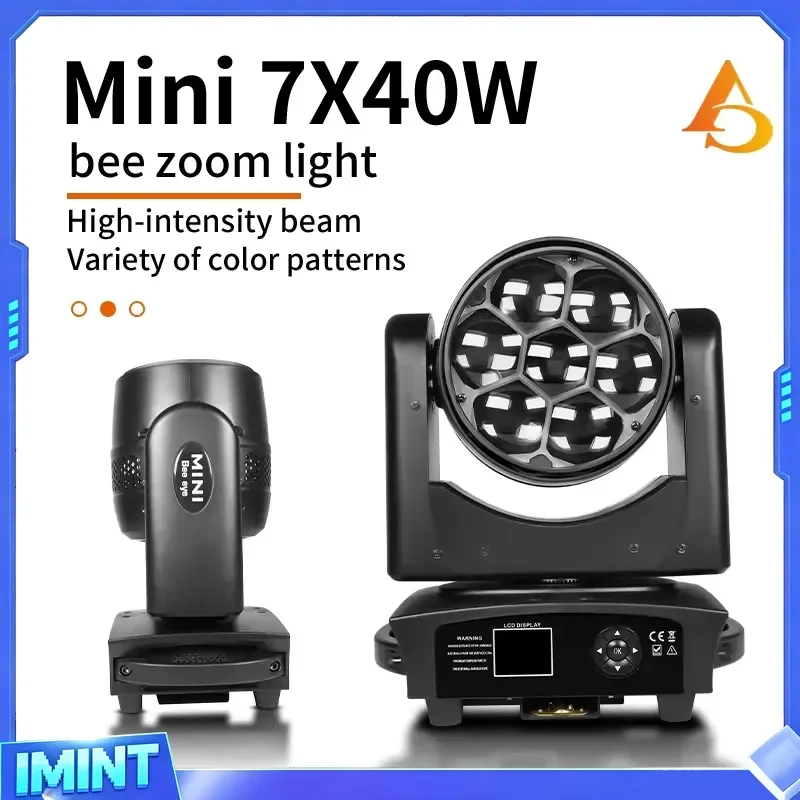 AICPOSE Mini LED Moving Head Light for DJ Party Events 7x40 RGBW Moving Head Stage Light