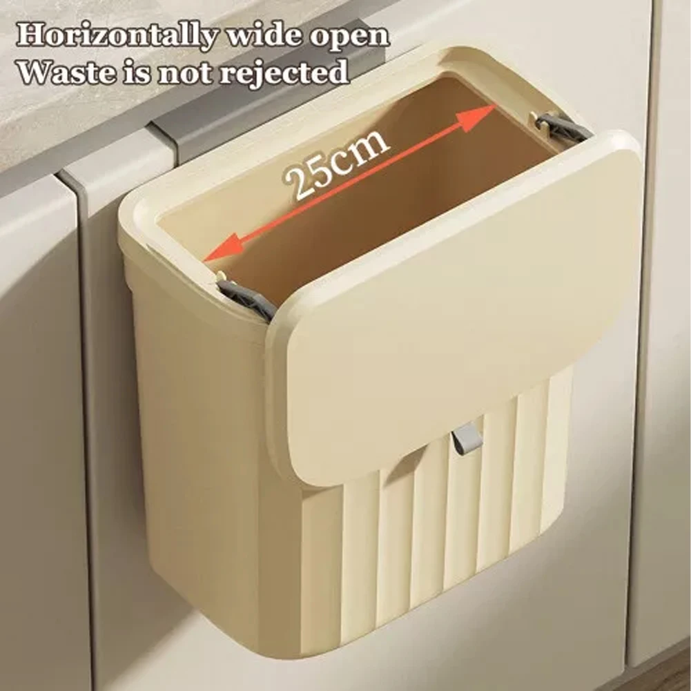 8.5/12L Kitchen Trash Can Wall Mounted Hanging Trash Bin With Lid Garbage Can For Cabinet Under Sink Waste Garbage Compost Bin