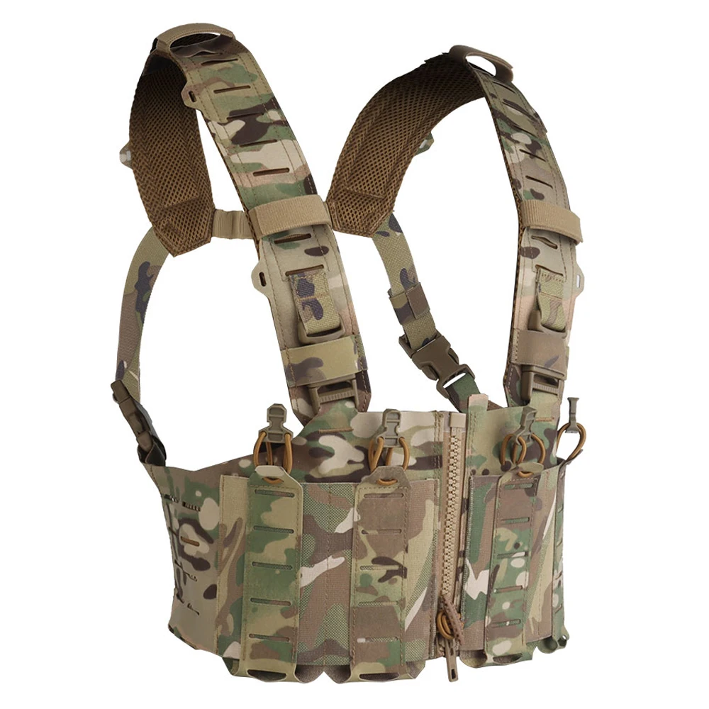 

Tactical Chest Rig Zipper Connection Molle System Training Hunting Vest with M4 AR Magazine Pouch SF Chest Rig Vest Equipment