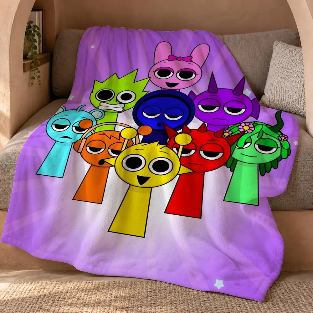 Sprunki Incredibox Game Throw Double Sided Flannel Throw Blanket Soft Travel Camping Sofa Bed Home