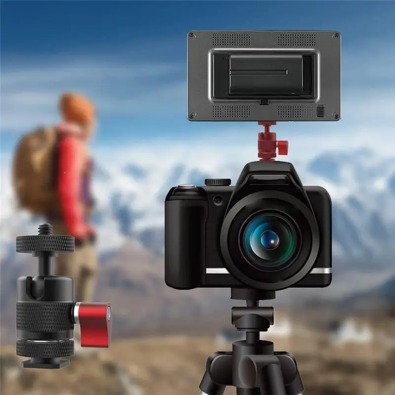 

AT33 Mini Tripod Ball Head Swivel Ball Head 1/4Inch Removable Cold Shoe Mounts Adapter for DSLR Camera Monitor Camera Parts
