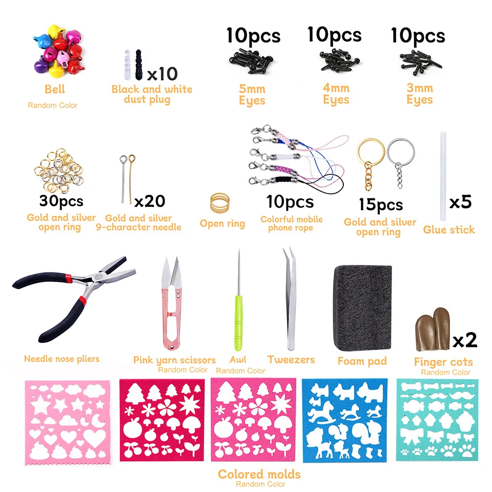 KRABALL Complete Needle Felting Kit Tools and Supplies with Felt Wool for Doll Making Needlework felt DIY Craft Accessories