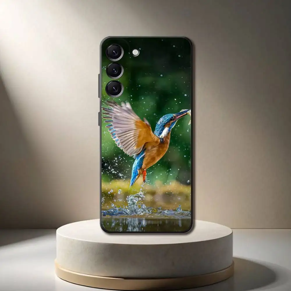 Funda de teléfono Hummingbird Art para Samsung Galaxy A 73,72,51,53,52,71,22,5G,Note,J7,8,9 funda negra suave