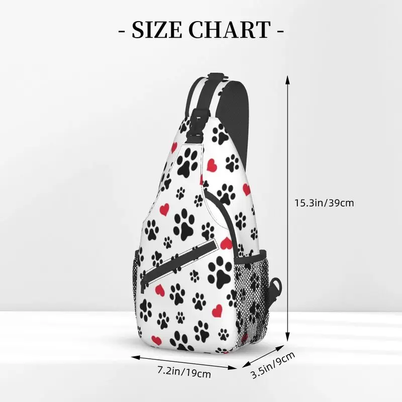 Custom Vintage Dog Paw Cat Heart Love Sling Bag per uomo Pet Animal Footprint Gift Crossbody Chest Backpack spalla Daypack