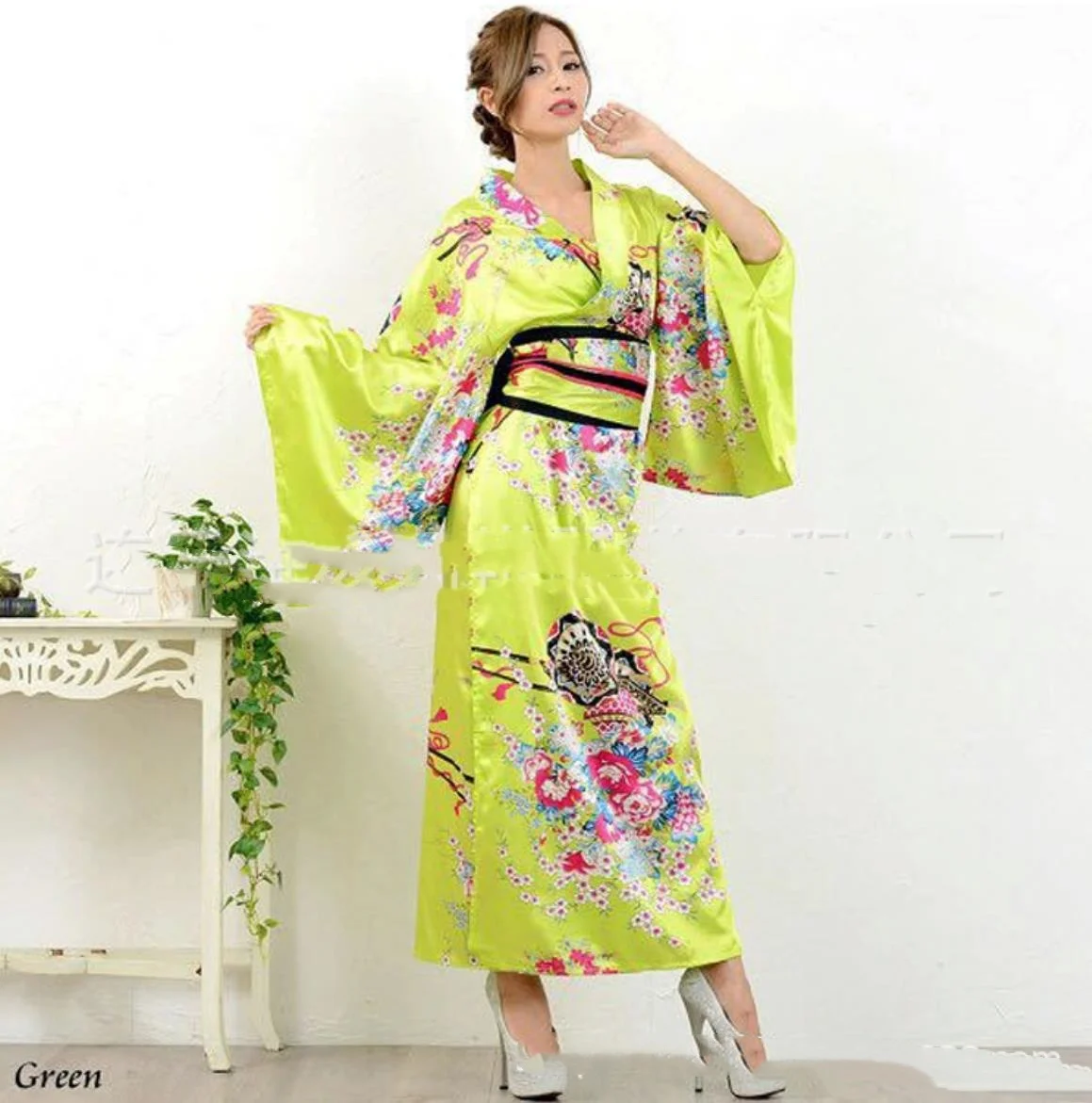 Japanese Traditional Yukata Kimono with Obi Vintage Women Evening Dress Geisha Kimonos Dress Festival Prom Show Cosplay Kimono