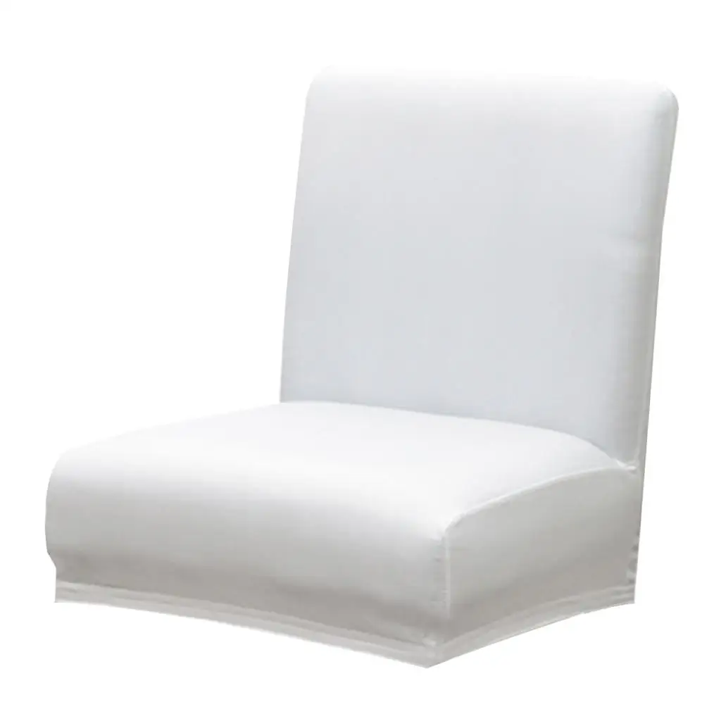 Waterproof Elastic Short Back Stool Slipcover for Dining Room Bar Chairs Stretchy Removable Washable Polyester Seat Cover White