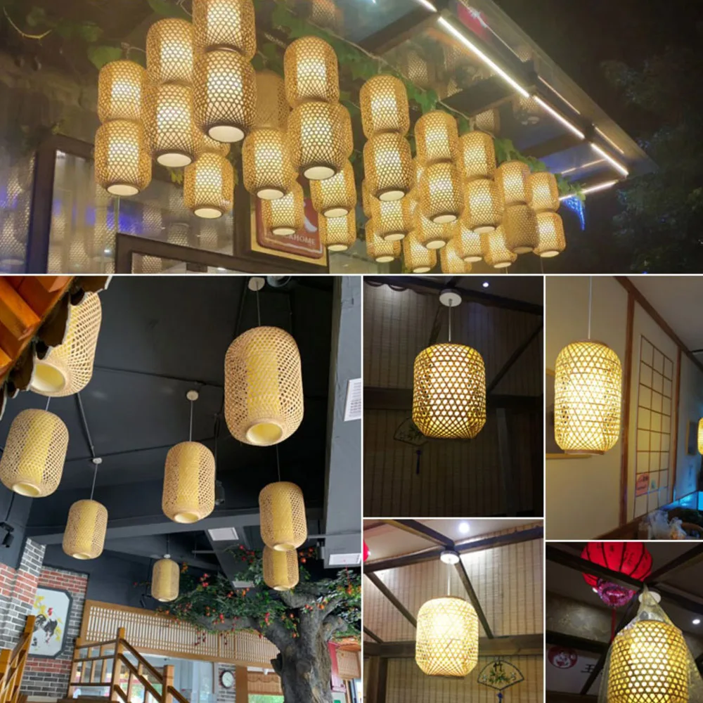 ZK50 Zen Bamboo Chandelier Handmade Bamboo Lantern Natural Bamboo Art Chandelier Bamboo Art Rattan Lamp E27