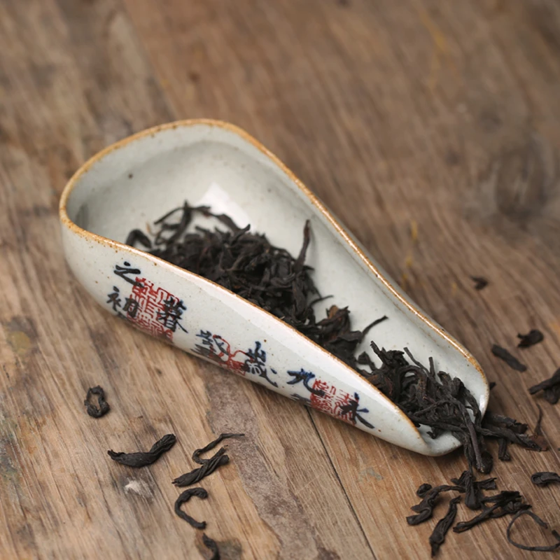 Vintage Chinese Calligraphy Tea Spoon Pottery Cha Ze Tea Set Accessories Ceremony Scoops