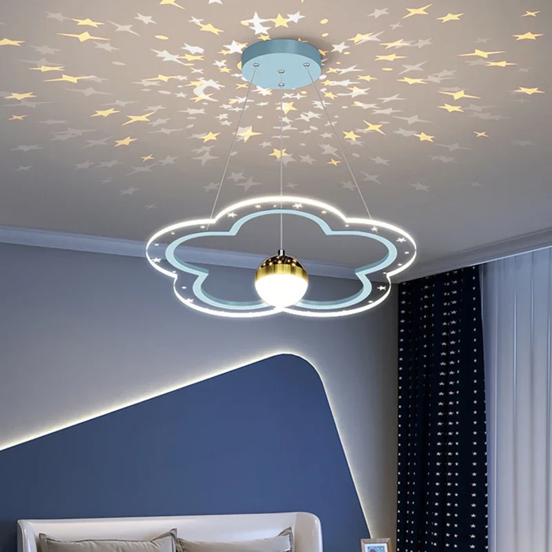 Modern Cartoon LED Pendant Light for Living Room Children Bedroom Color Starry Chandelier Home Decor Lighting Fixture Luster