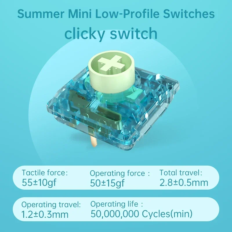 Kailh Summer Mini Low-profile Switch Click 55g HotSwap Pre-Lubed for Mini/MX/Hitbox Mechanical Keyboards