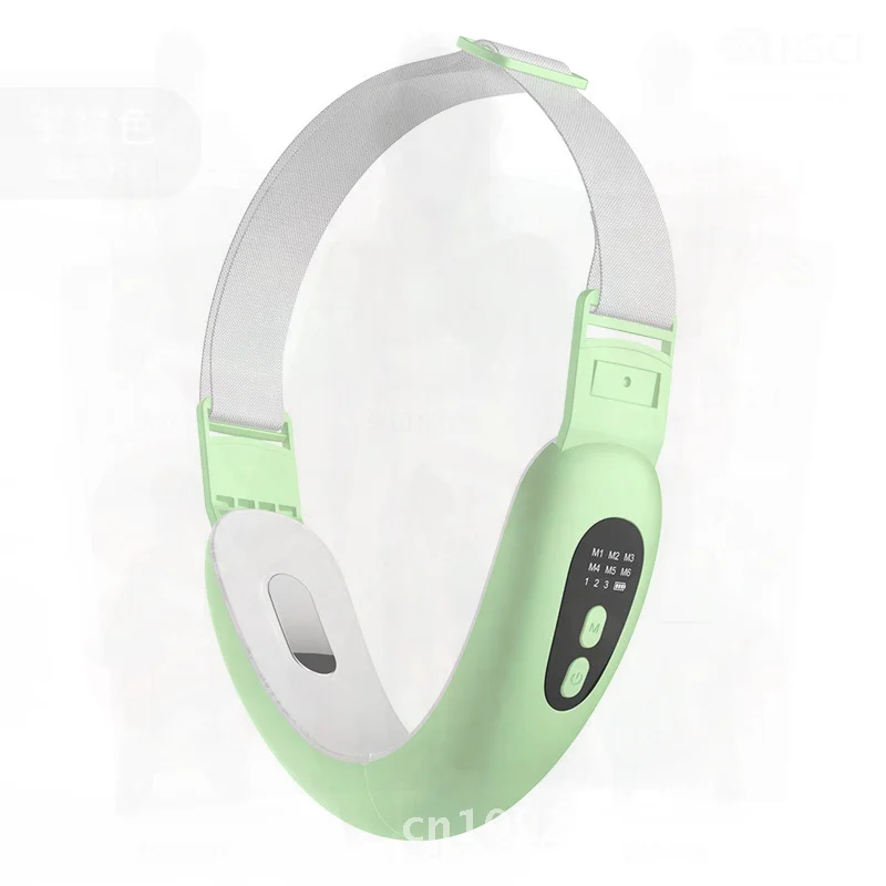 マイクロカレントカラーライトを備えたスマートフェイススリミングデバイス EMS 美顔振動マッサージャー 美容と肌の引き締め用 グリーン ピンク