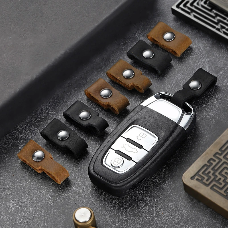 Real Cowhide Men Keychain Key Ring Link Leather Strip High Quality Does Not Hurt The CAR Key Chain Accessories Creative Gifts image 4