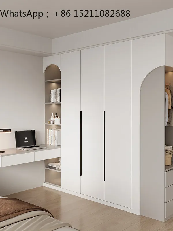 LLY new high environmental protection grade bedroom wardrobe simple modern cream style integrated wardrobe