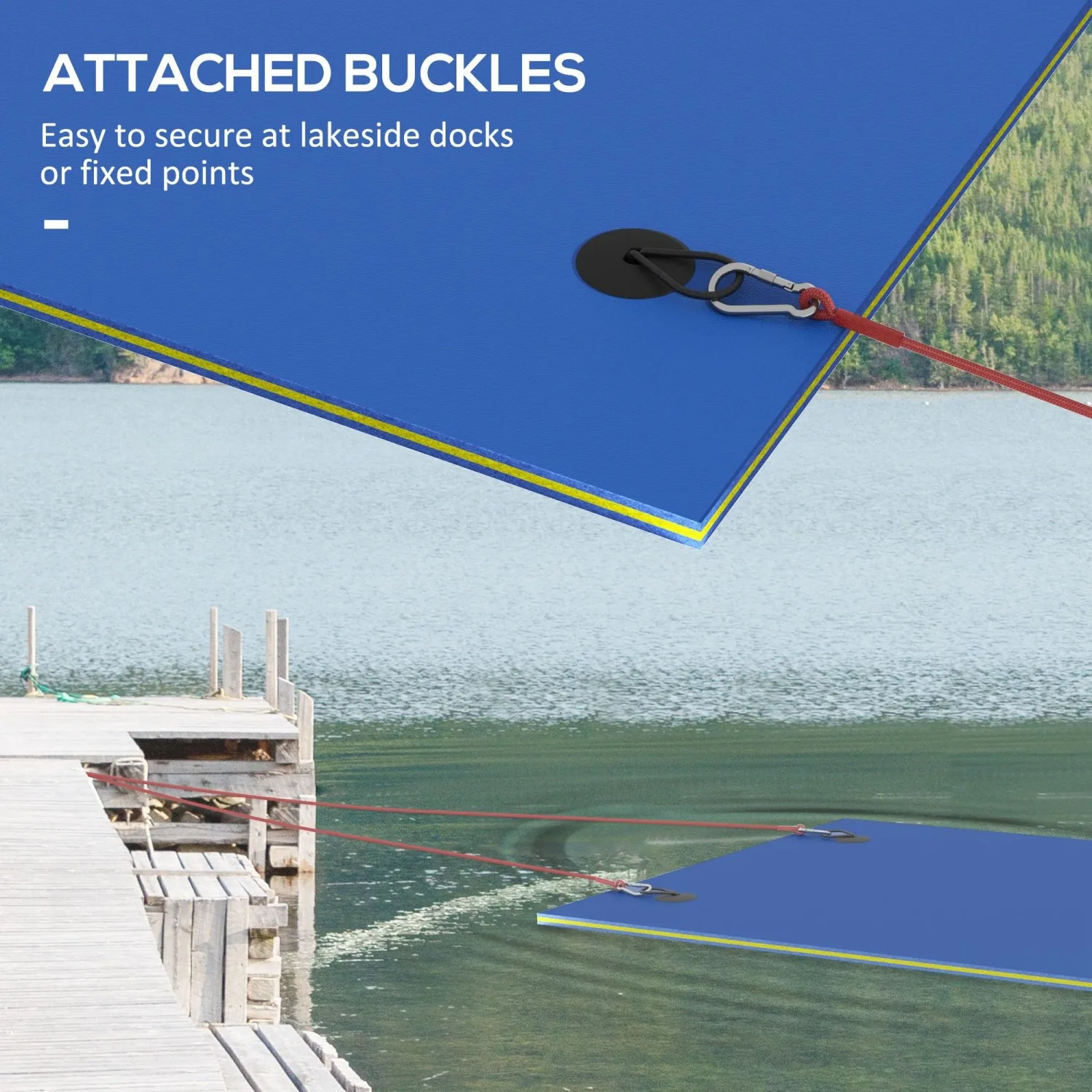 Soozier 9 x 6 Fuß große Lily Pad-Wassermatte für 2 Erwachsene, schwimmende Wasserunterlage für See, Pool, Ozean, Strand und Bootfahren, Blau