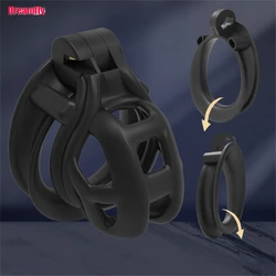 Male Chastity Cage Sleeve With 4 Size Resin Penis Rings Discreet Sissy Femboy Cock Cage Devices Men Adult Goods