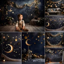 Avezano Twinkle Stars Backdrop Cake Smash Baby Birthday Party Decor Starry Moon Portrait Photography Background Photo Studio