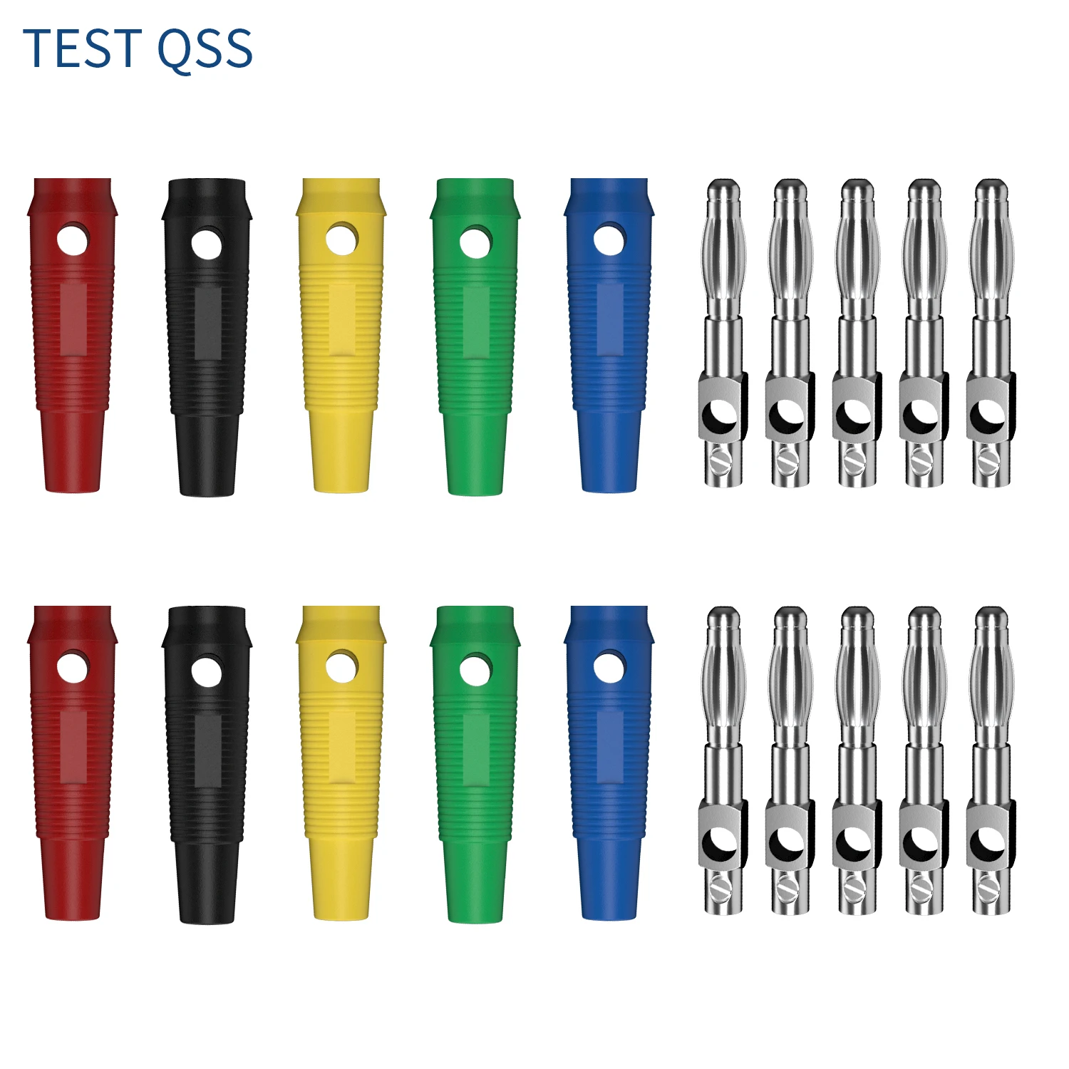 

QSS 10PCS 4MM Banana Plug Copper High Current Insulated Shrouded Screw Fixing or Welding