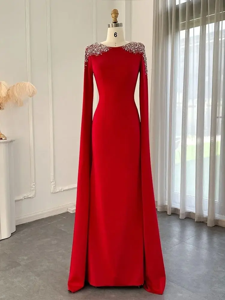 Dora New 2024Fashion Luxury Crystal O Neck Mermaid Formal Long Evening Dress For Woman Floor Length Fashion Classy Prom Gown