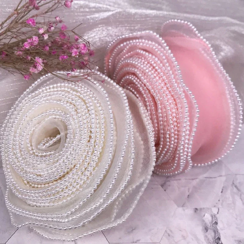 

5.5Cm Beaded Yarn Trim with Glitter Mesh Tulle 10 Yards Soft Organza Lace Ribbon for Diy Craft Bow Tutu Costume Hair Accessory