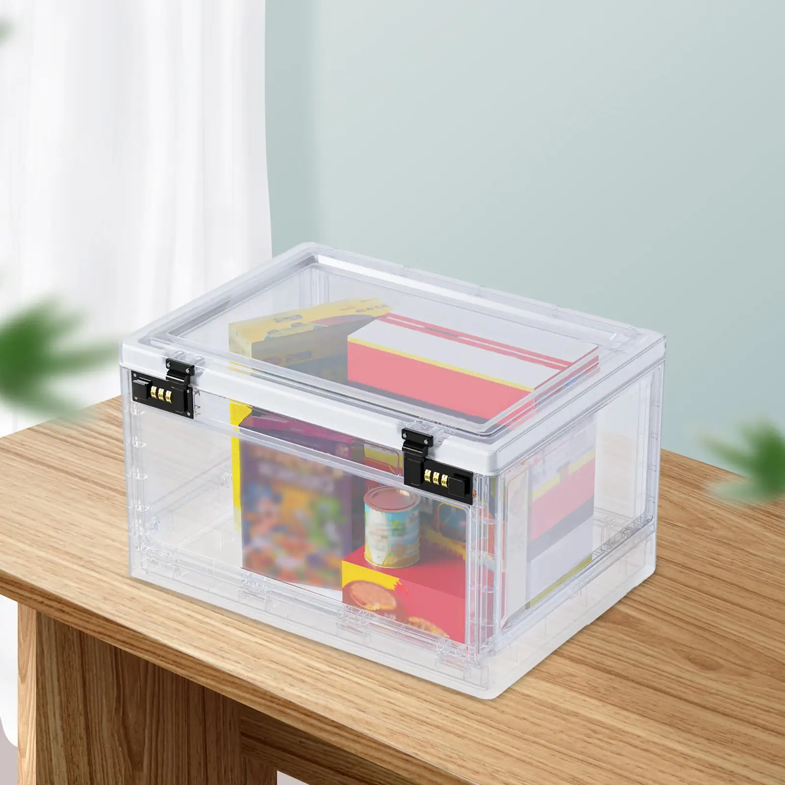 Transparent Box with Password Lock Durable Containers Utility Lock Box Clear Lockable Storage Box for Garage Home Office Cabinet