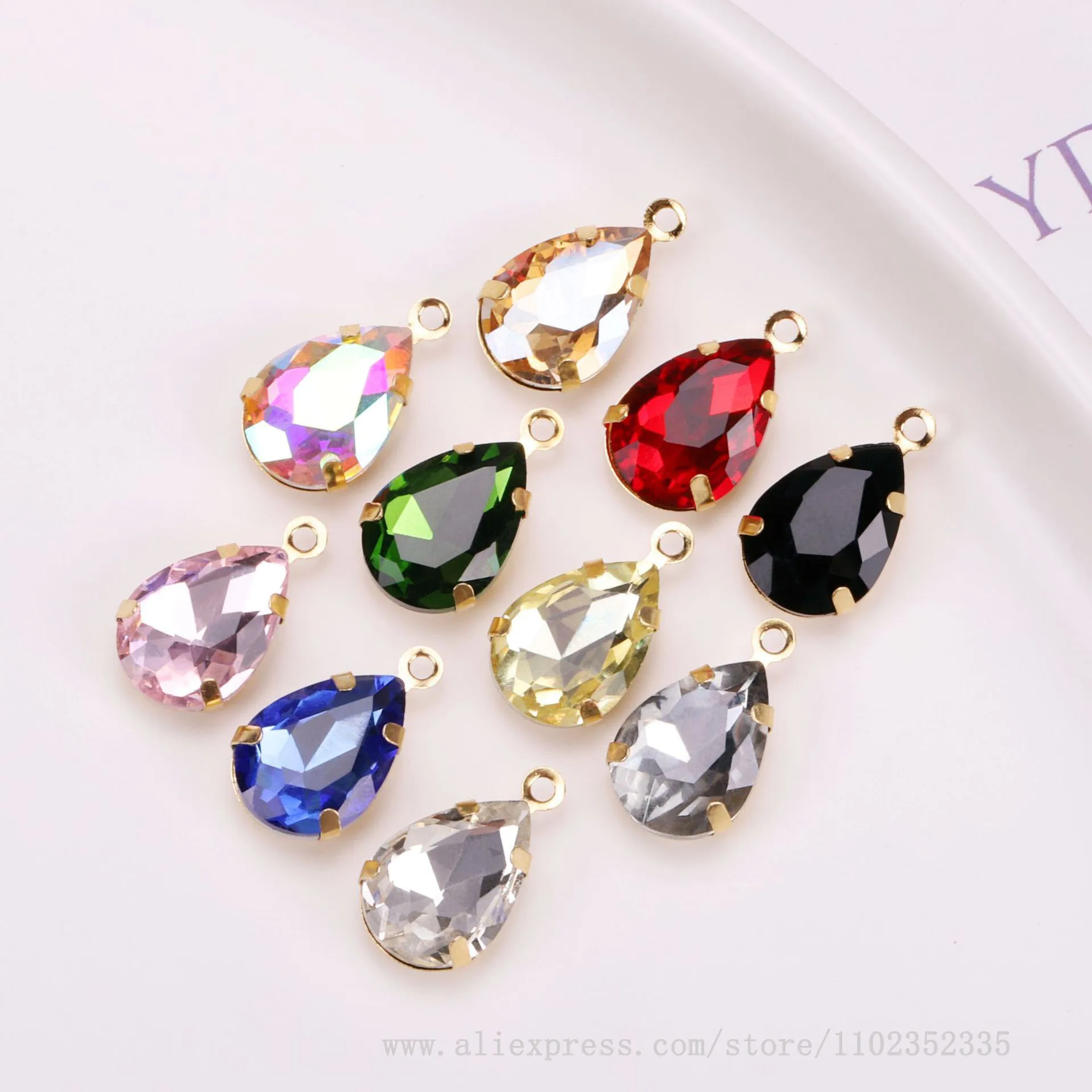 50pcs/ Bag  Fashion water droplet glass gemstone diamond DIY clothing, wedding dress, shoes, accessories production accessories