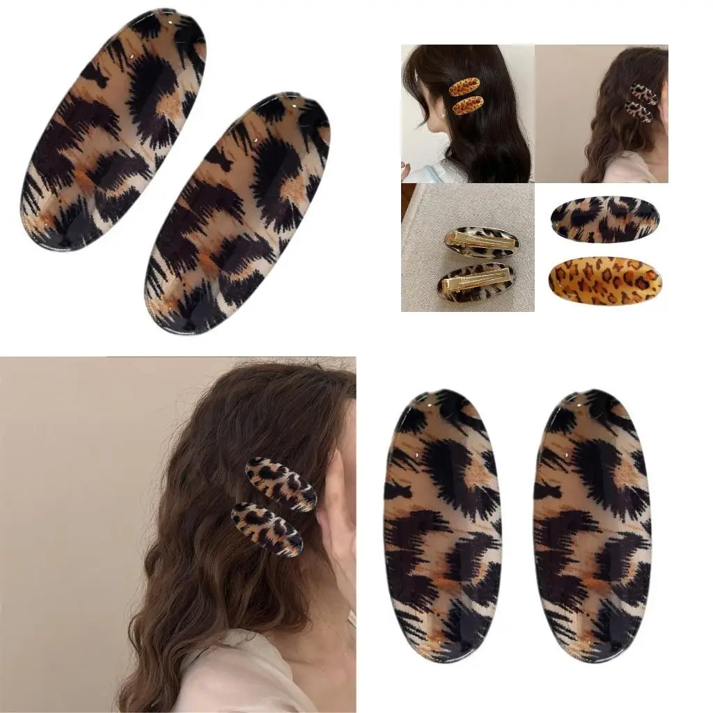 

39BB Stylish Animal Print Design Hair Claw Clip Slip Resistant Oval Hairpin for Women