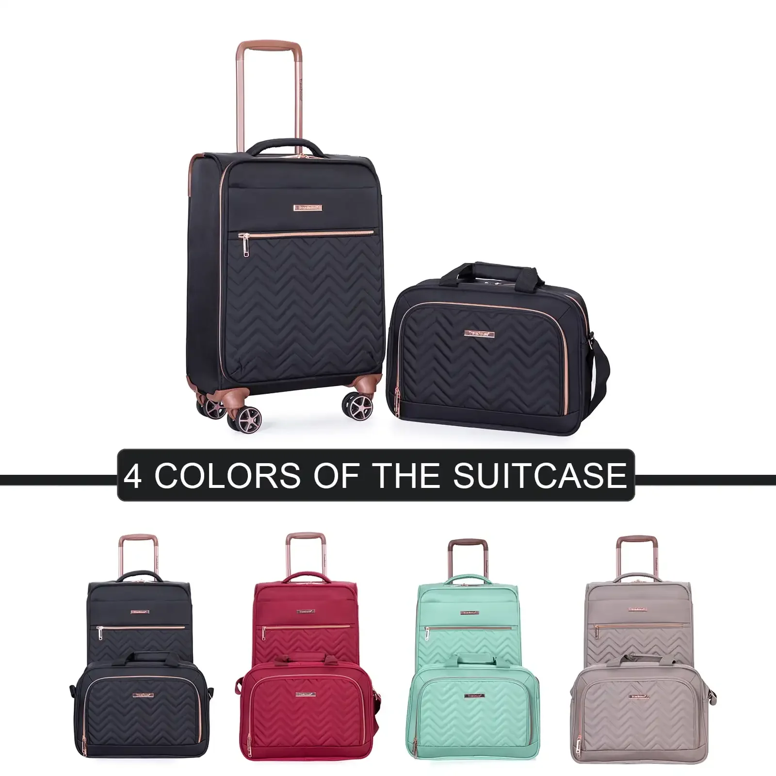 2 Piece Carry On Luggage Softside Lightweight Suitcase with Spinner Wheels