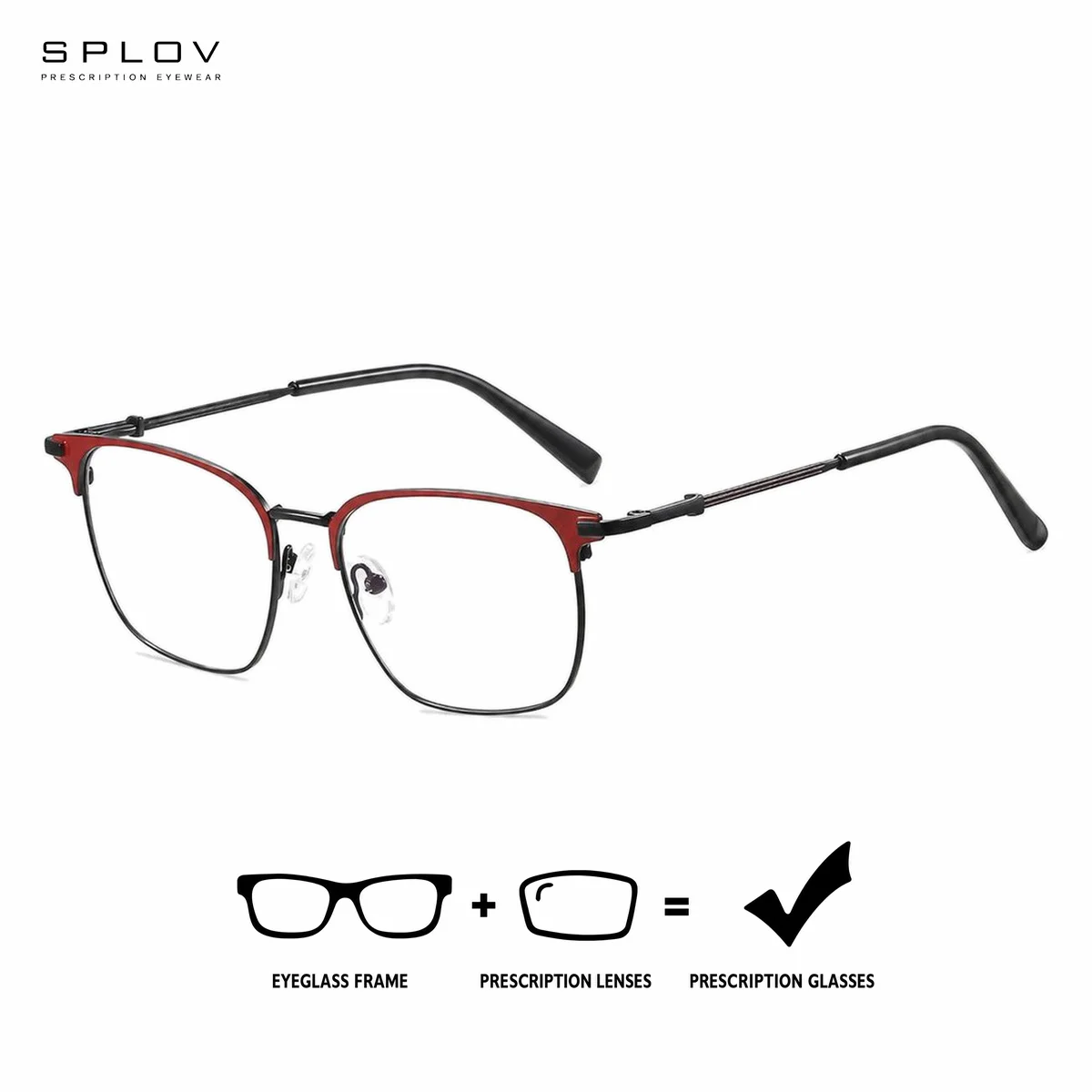 Lunettes de vue carrées rétro en métal SPLOV pour femmes - Lunettes de vue progressives multifocales anti-lumière bleue