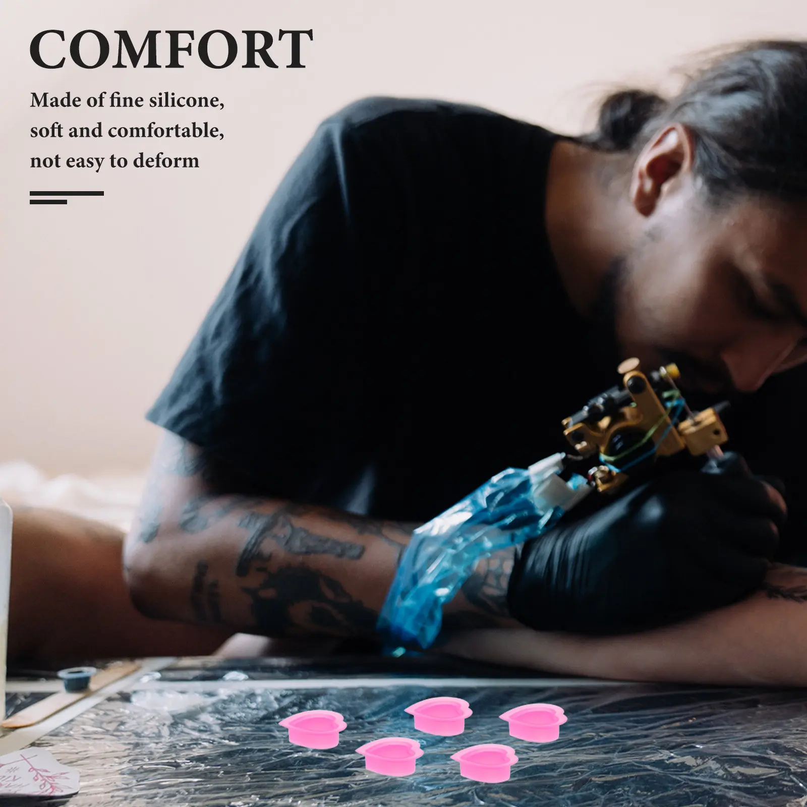 

100 шт. силиконовых стаканчиков в форме сердца для тату-пигмента, маленькие контейнеры для чернил, универсальные принадлежности для татуировок для использования в салонах