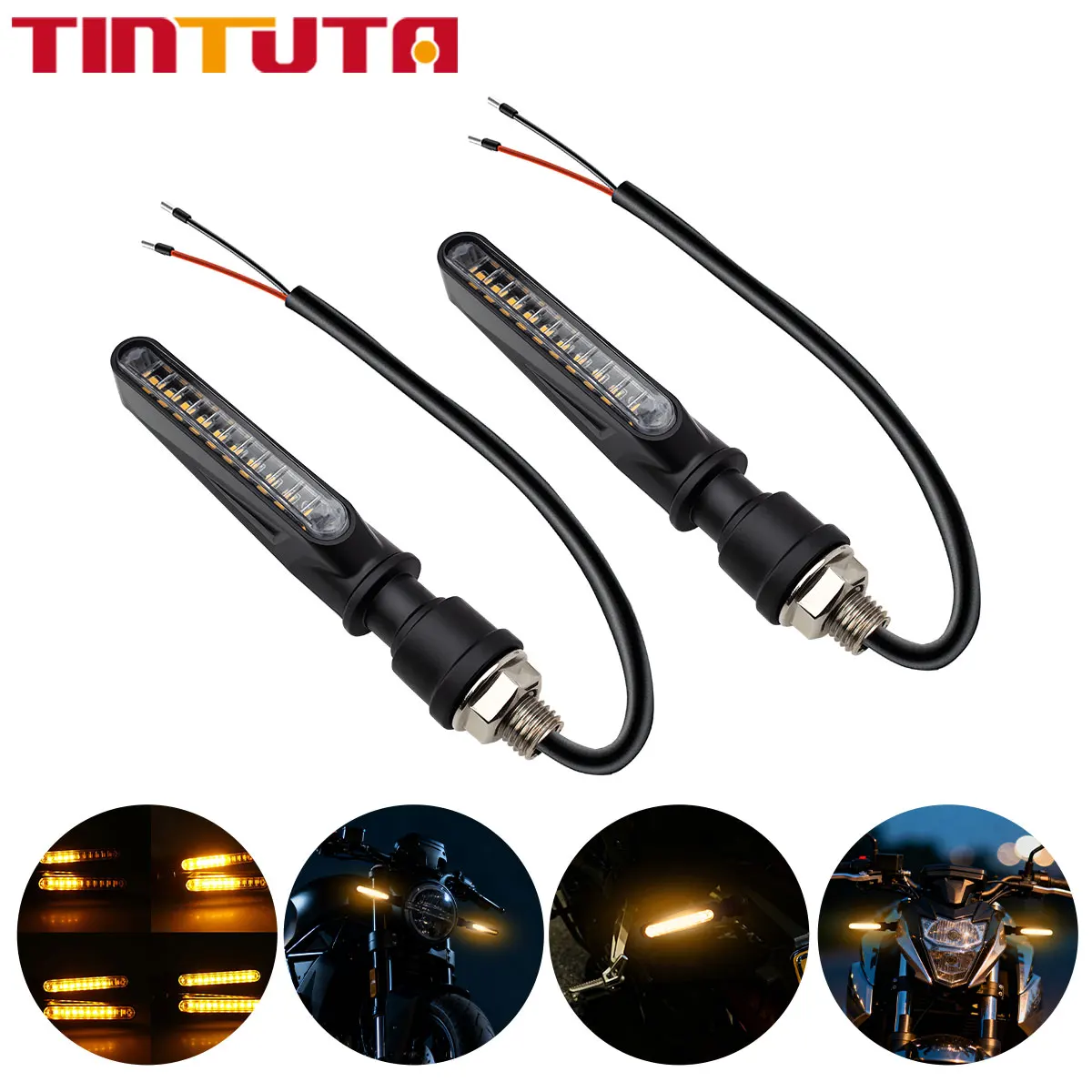 4Pcs Motorcycle Flash Flowing Turn Signal Light High Brightness CSP 2835 SMD Motorcycle Turn Signal Warning Lamp 12V Universal