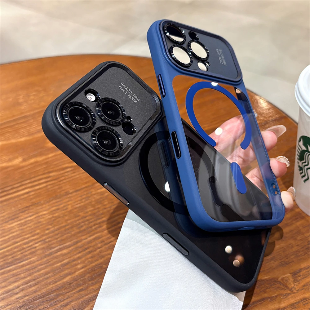 حافظة حماية فاخرة للعدسات المعدنية المغناطيسية لهاتف آيفون 17 16 15 14 13 Pro Max Plus لغطاء شفافة أكريليك Magsafe #2