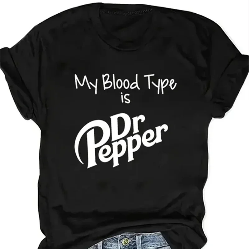 

Дышащая футболка с принтом «My Blood Is Dr Pepper», повседневные футболки с круглым вырезом для женщин
