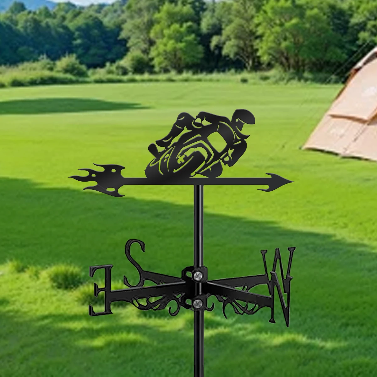 1Pack Car, Motorcycle Metal Weather Vane, Outdoor Wind Direction Indicator, for Home Farm, Christmas Decor, Halloween Decor
