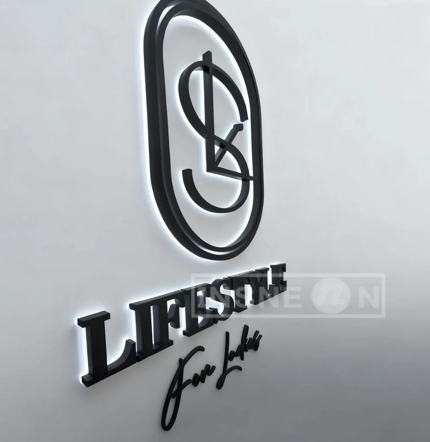 Custom Business Sign Logo 3D Metal Salon LED Letter Backlit Reception Advertising Decor Signboard Screen Neon Sign Letter 3D