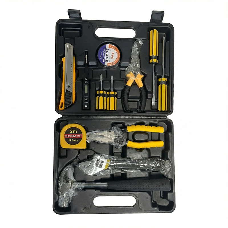 

Набор бытовых ручных инструментов, универсальный комплект ручных инструментов для дома с пластиковым кейсом для хранения, используется для ремонта автомобилей и домашнего ремонта.