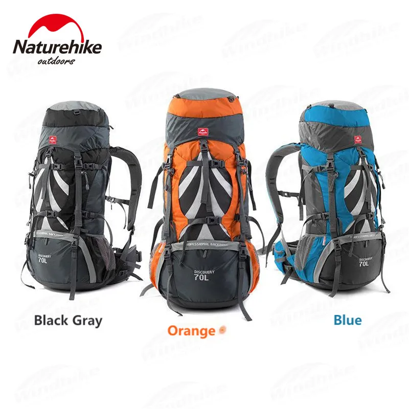 Naturehike 70 Liter Backpack Camping Hiking Trekking Rucksack Backpacking Travel Bag With Aluminium Alloy Frame Waterproof Cover