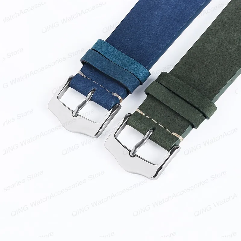 Smart Watch Straps Leather Watchband for Omega for Seiko 20/22mm Vintage Sport Wristbelt Quick Release Cowhide Suede Bracelet