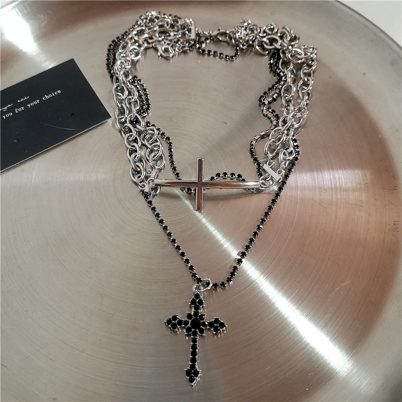 Gothic Punk Y2K Kreuz Stern Anhänger Kette Halskette Collares Für Frauen Männer Mann Vintage Rock Grunge EMO Charme Schmuck Zubehör