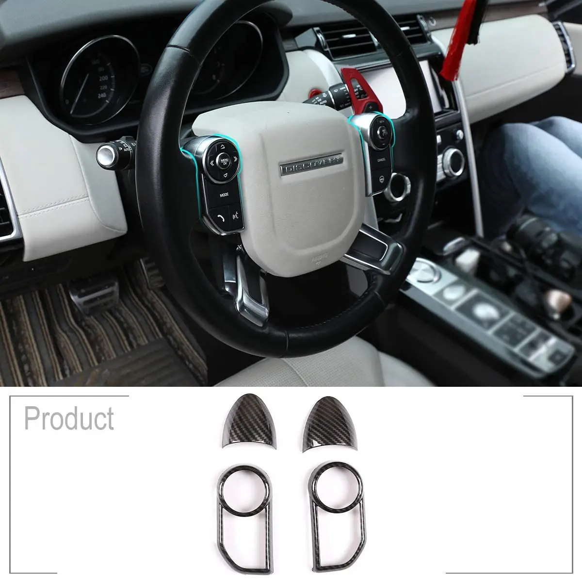 For Land Rover Discovery 5 Vogue Range Rover Sports ABS Car Steering Wheel Button Sticker Decorative Frame Modified Interior