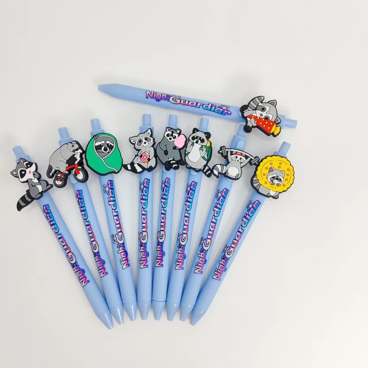 Bolígrafo de la serie Fitness Raccoon, bolígrafo de regalo con tema de mapache, regalo de Festival de escritura para estudiantes, 8 Uds./14 Uds.