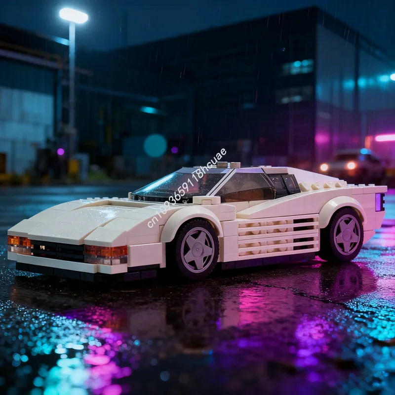 325pcs MOC Ferrariesd Testarossa Miami Vice City Model Building Blocks Christmas Gift DIY Creative Education Brick Toy Kids
