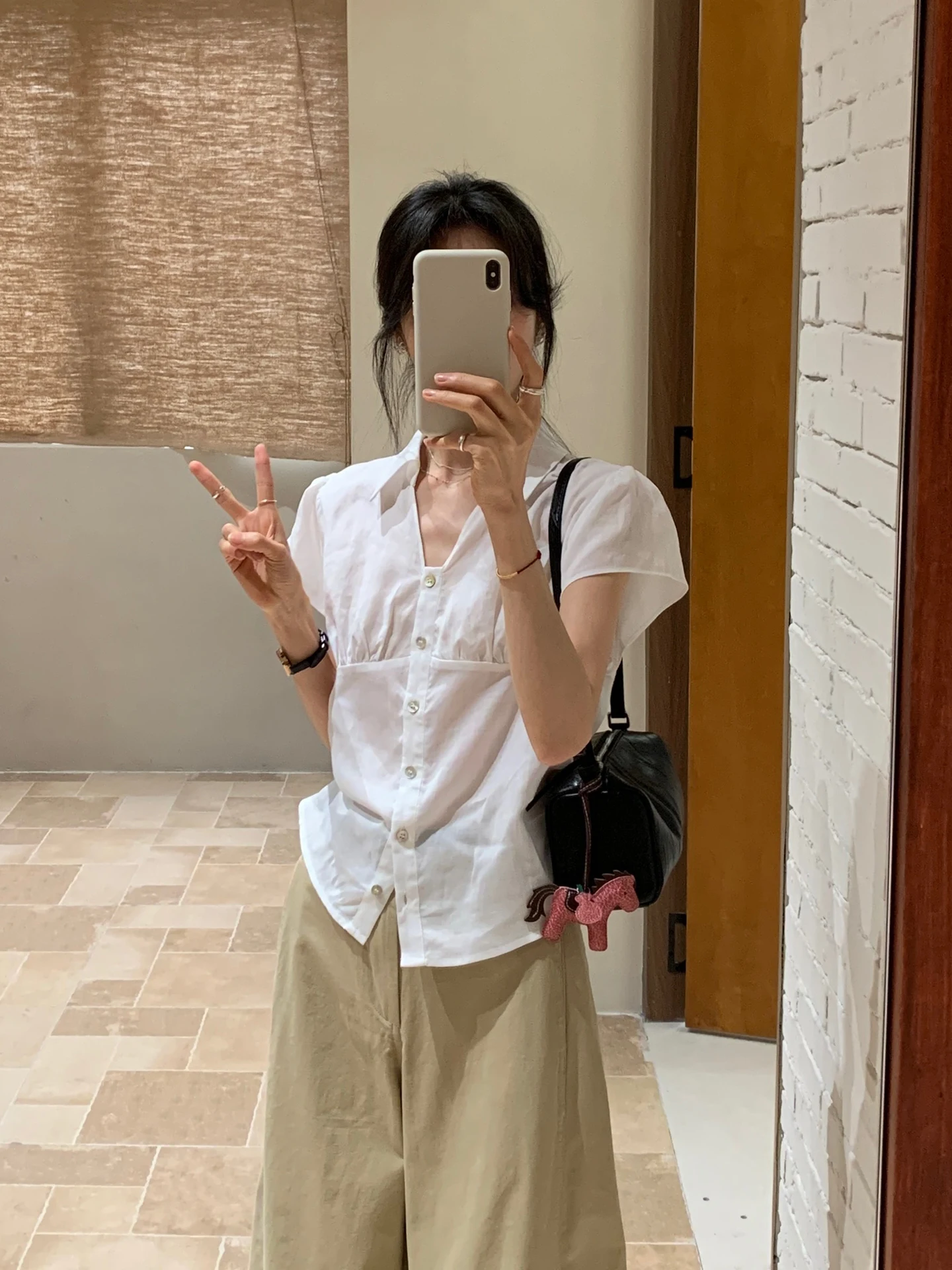 

BRIVIN Women's Shirt Slimming Belted Spring Summer New Style Fly Sleeve Turn-down Collar Lazy Fashion Top Casual Loose Fit