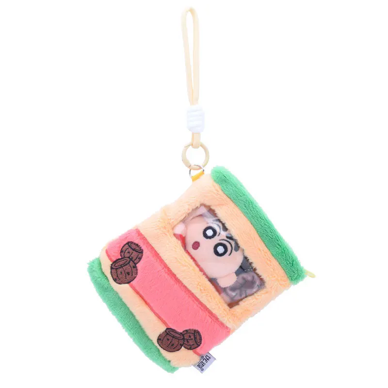 Cute Snack Shape Shinchan Plush Ornament Portable Card Pouch Hanging Gifts for Anime Collectors Daily Desktop Decoration