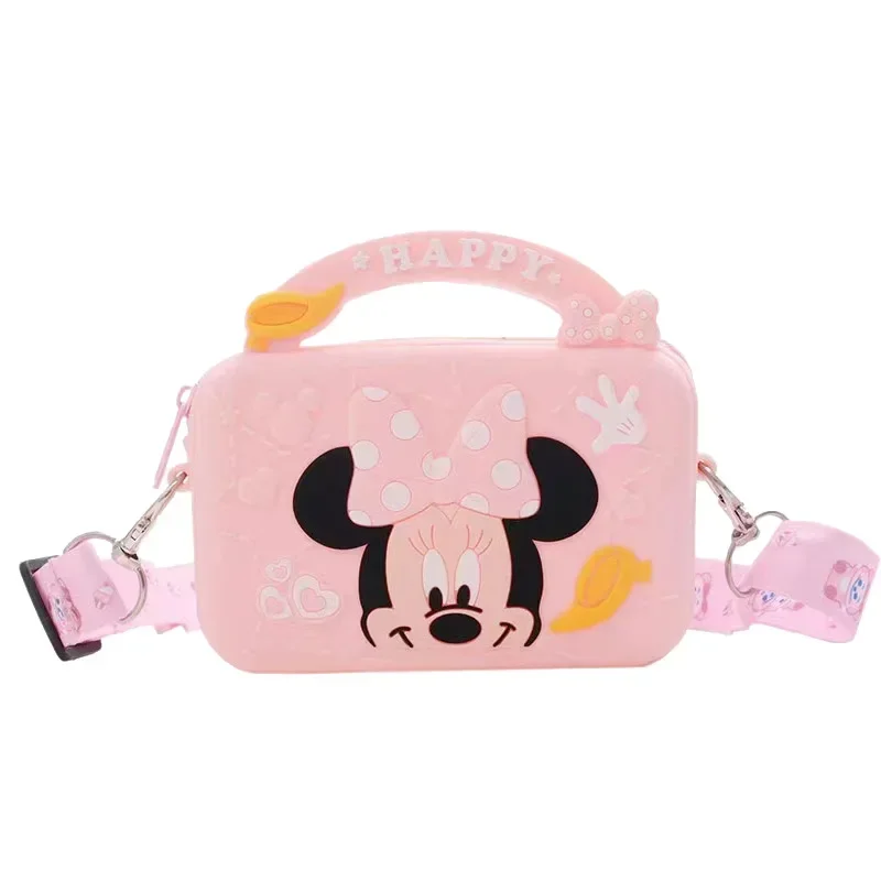 Disney Children Shoulder Bags Mickey Mouse Minnie Cartoons Crossbody Bag Girls Coin Purse Silica Gel Waterproof Small Square Bag