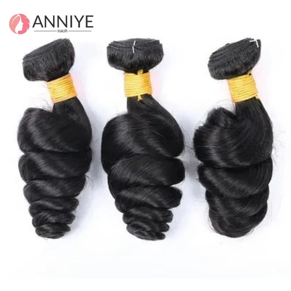 

12A Свободные волнистые пучки человеческих волос 100% натуральные необработанные пучки человеческих волос Наращивание волос Бразильские пучки плетения волос ANNIYE