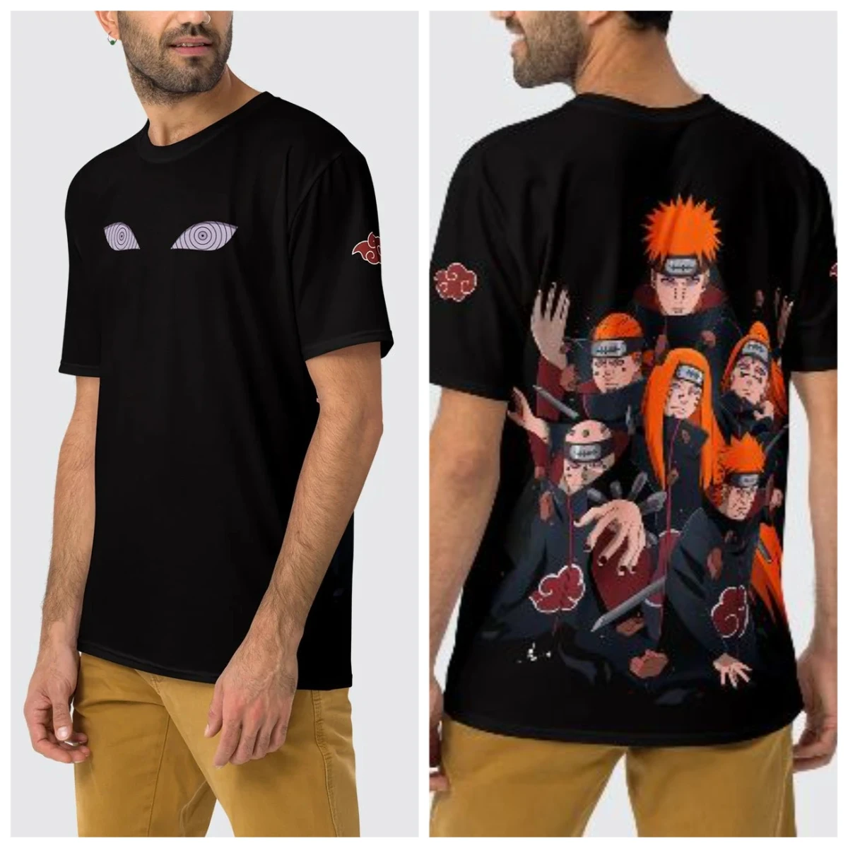Painful Red Moon Camiseta de manga corta con estampado 3 D, telas transpirables suaves de secado rápido Naruto con chaquetas para hombres y mujeres