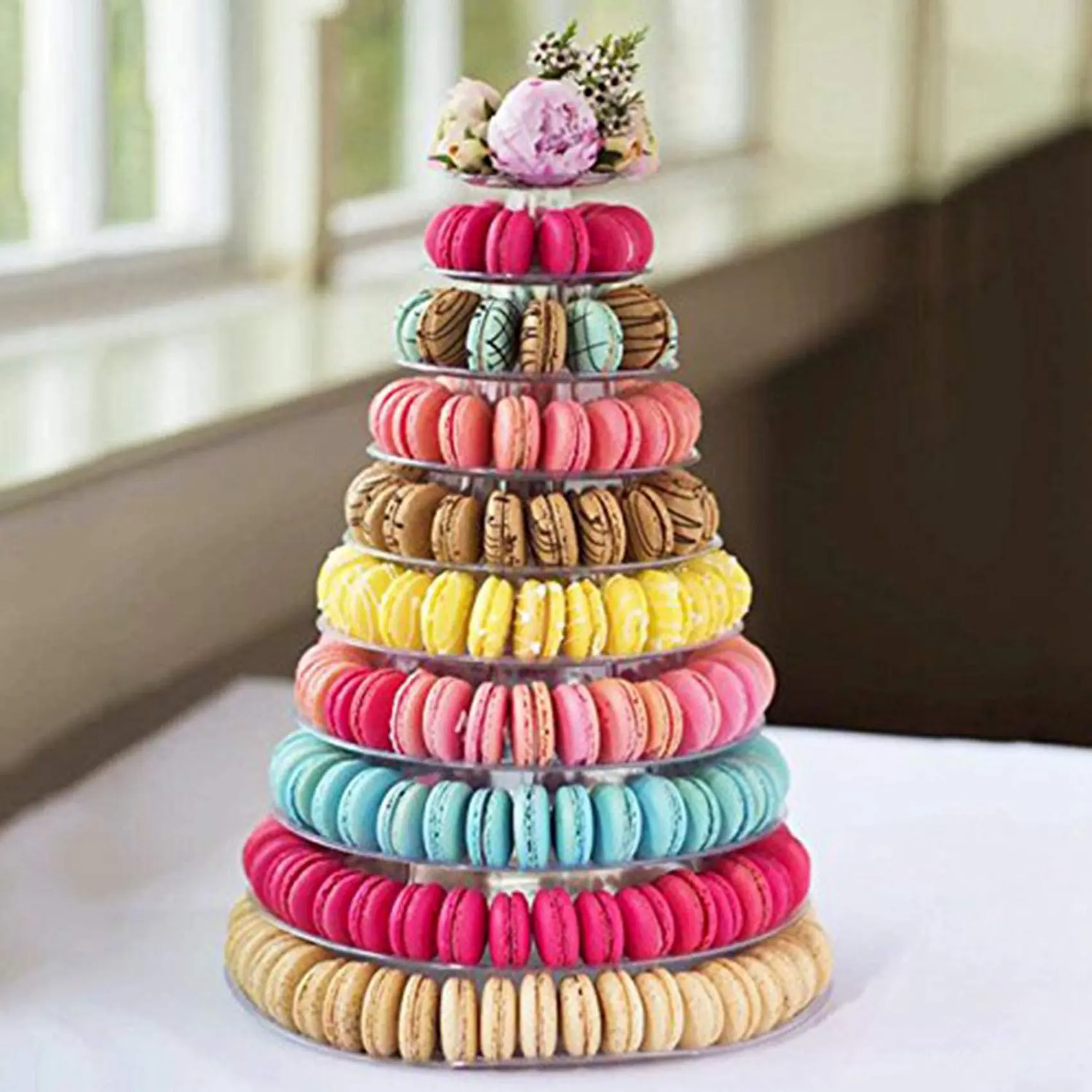 ABMS-2X 10 Tier Cupcake Holder Stand,Round Macaron Tower Stand,Clear Cake Display Rack For Wedding Birthday Party Decor