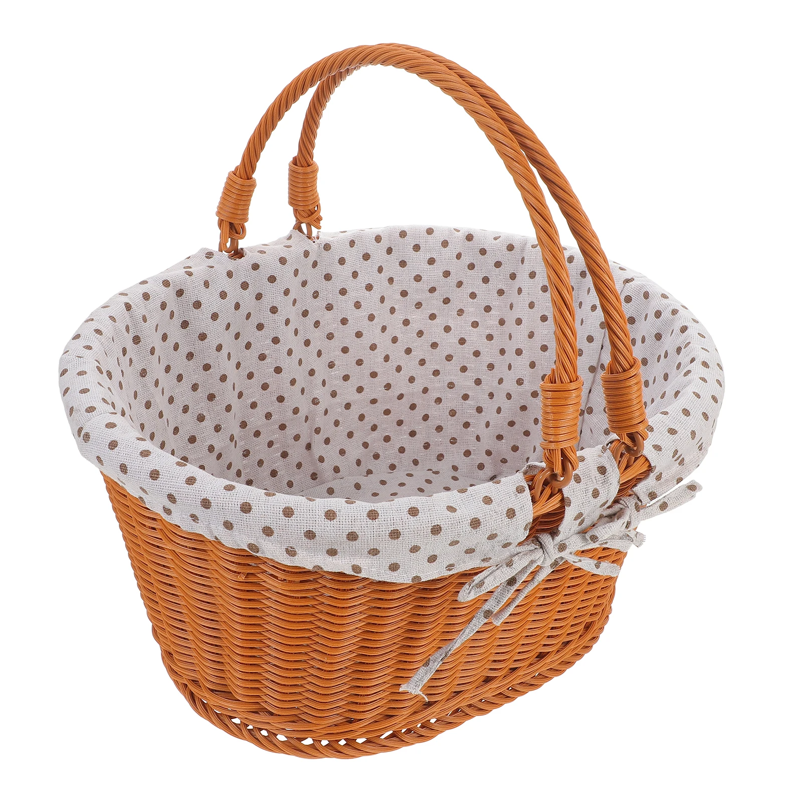 

Imitation Rattan Woven Basket Natural Picnic Fruit Bread Storage Container Woven Snacks Storage Basket Food Basket,